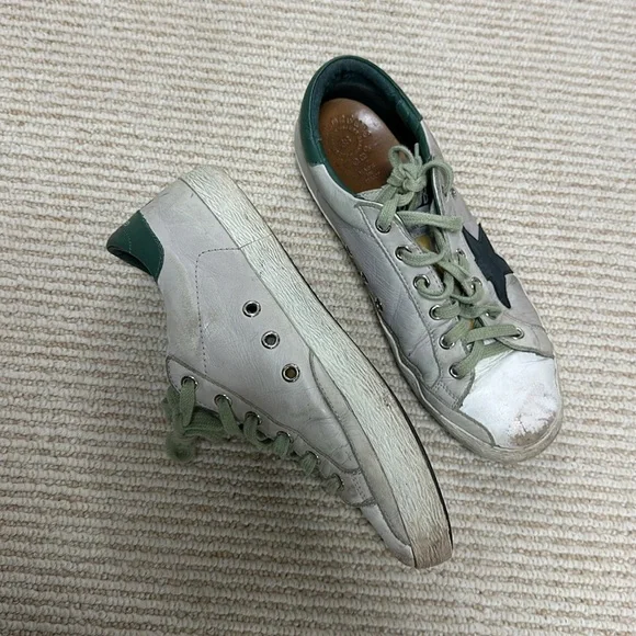 Golden goose size 38 color grey white green and navy star - Picture 3 of 6